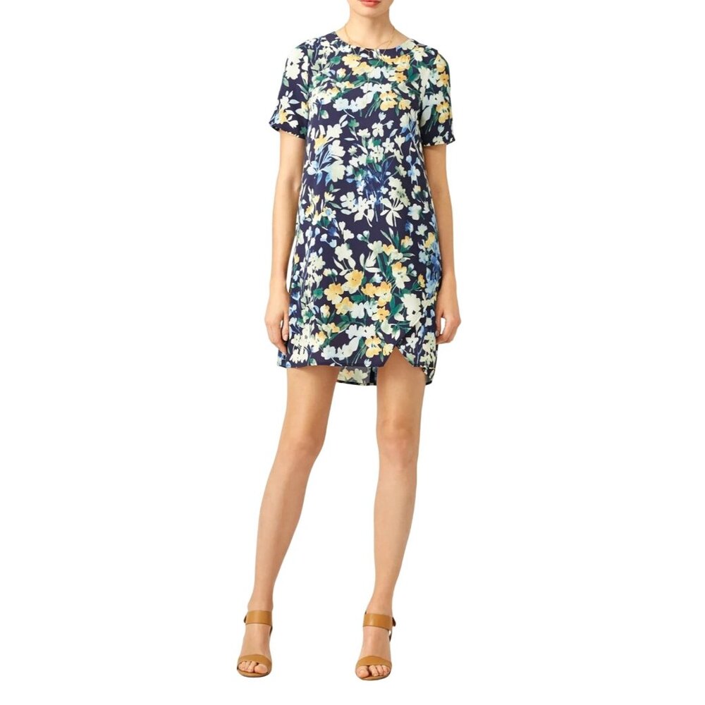 Slate & Willow Womens Blue Floral Throw Shift Dress S Short Feminine Fairycore